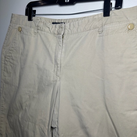 Talbots Women's 14W Beige Flat Front Cropped Casual Straight Leg Pants - Picture 2 of 6